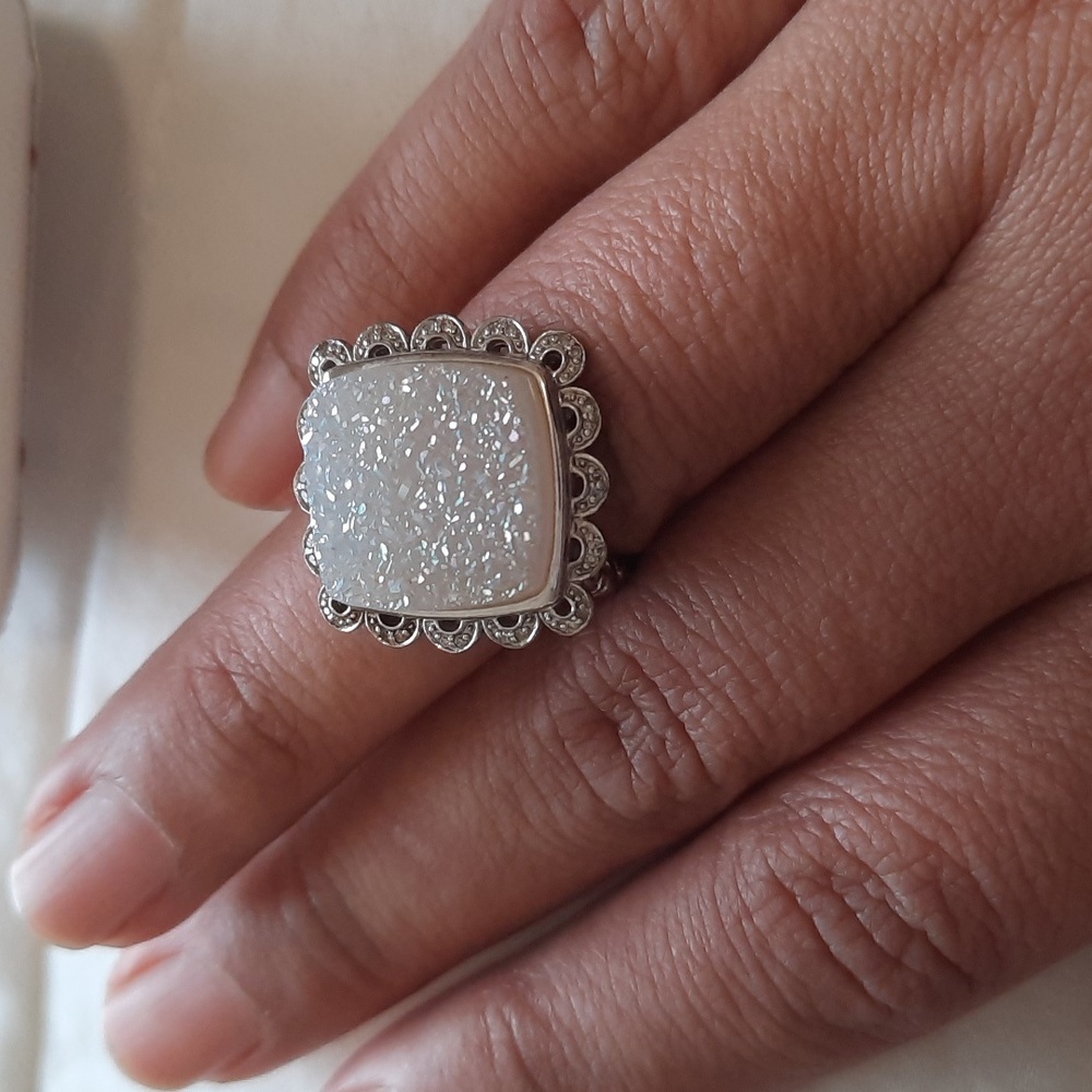 Statement Sterling Druzy Ring - image 4